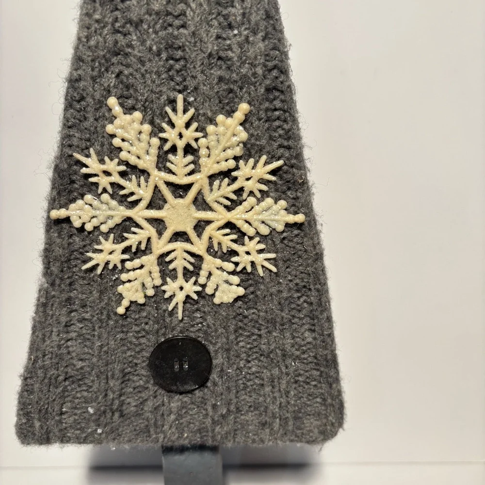 Handmade Christmas Tree Decor w/ Vintage Sweater Fabric And Sparkly Snowflake